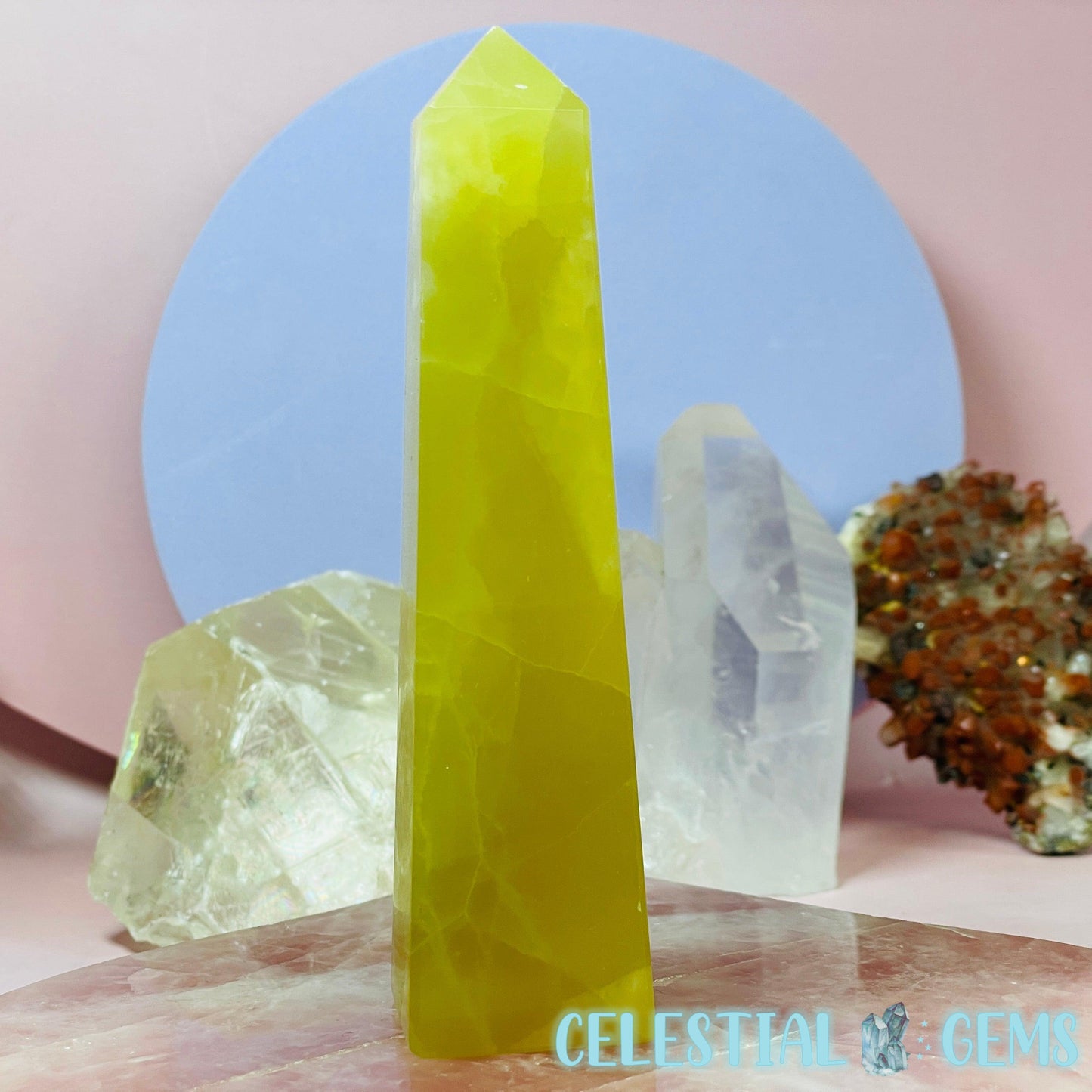 Lemon Calcite Medium Obelisk Tower