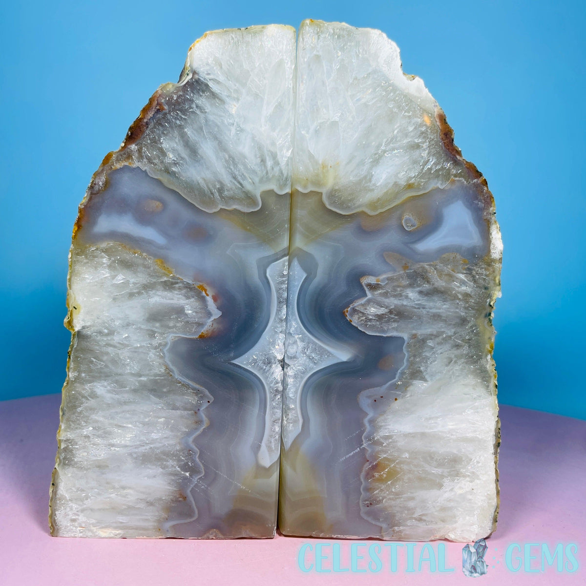 Natural Agate Large Pair of Bookends