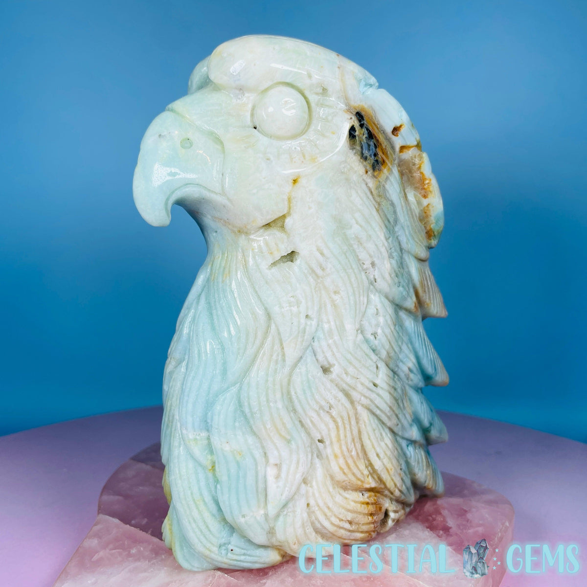 Caribbean Calcite Eagle Head Large Carving