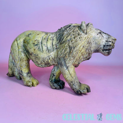 Serpentine + Verdite Lion Pride Large Carving (Set of 3)