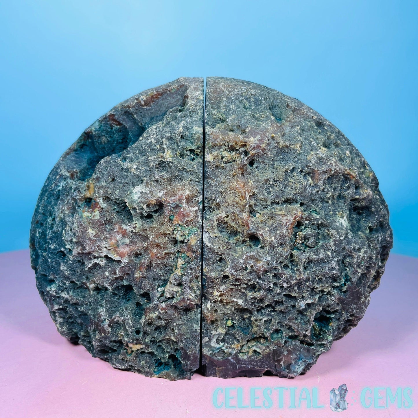 Teal Dyed Agate Large Pair of Bookends