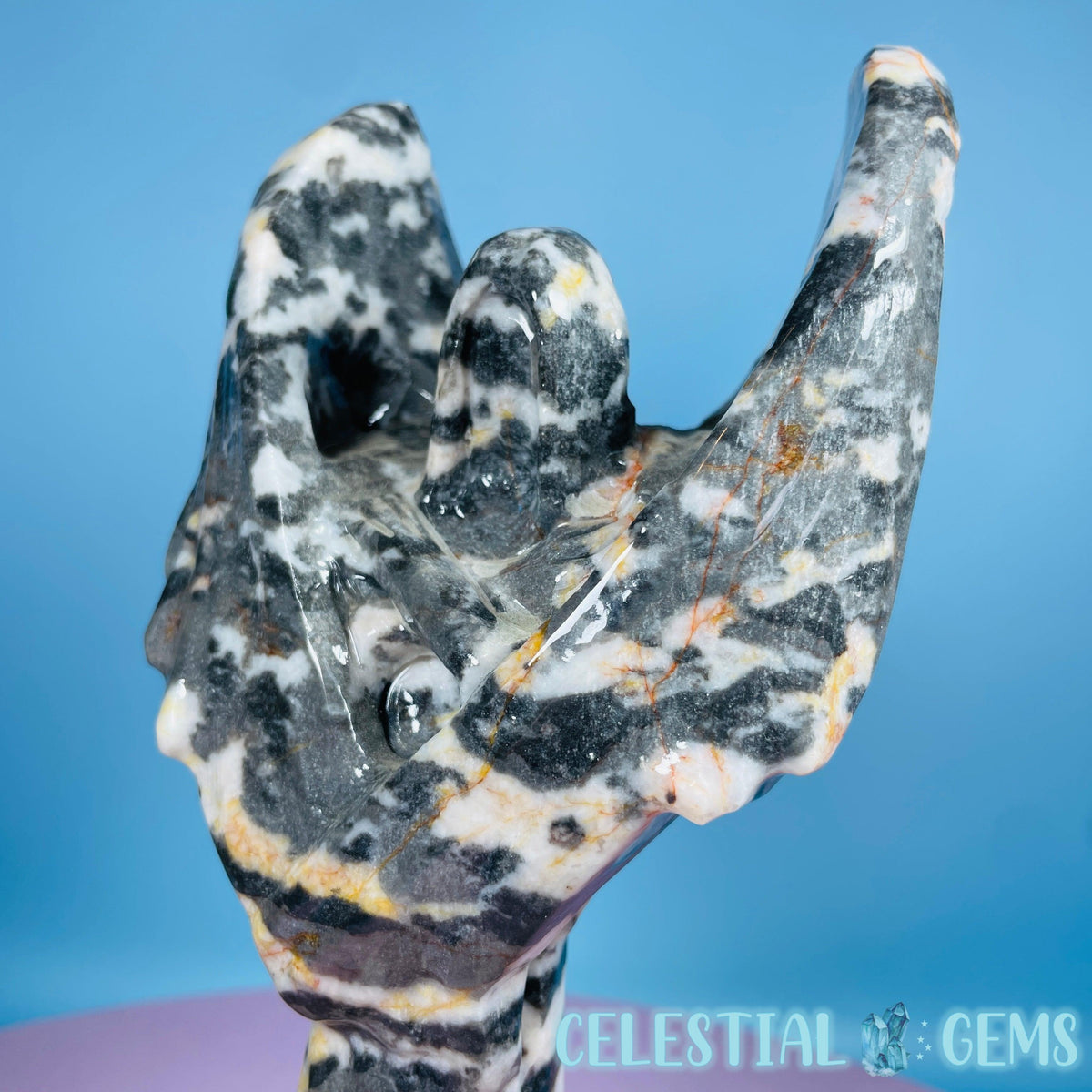 Orange Zebra Jasper 'Angel of Death' Large Carving