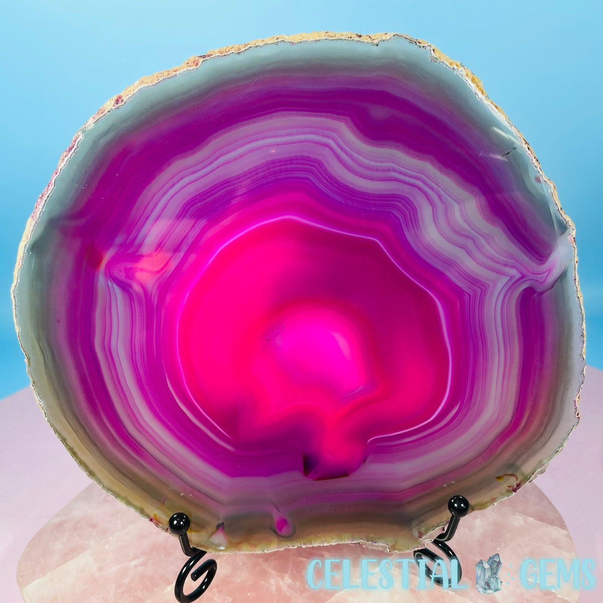 Pink Dyed Agate Large Polished Slice