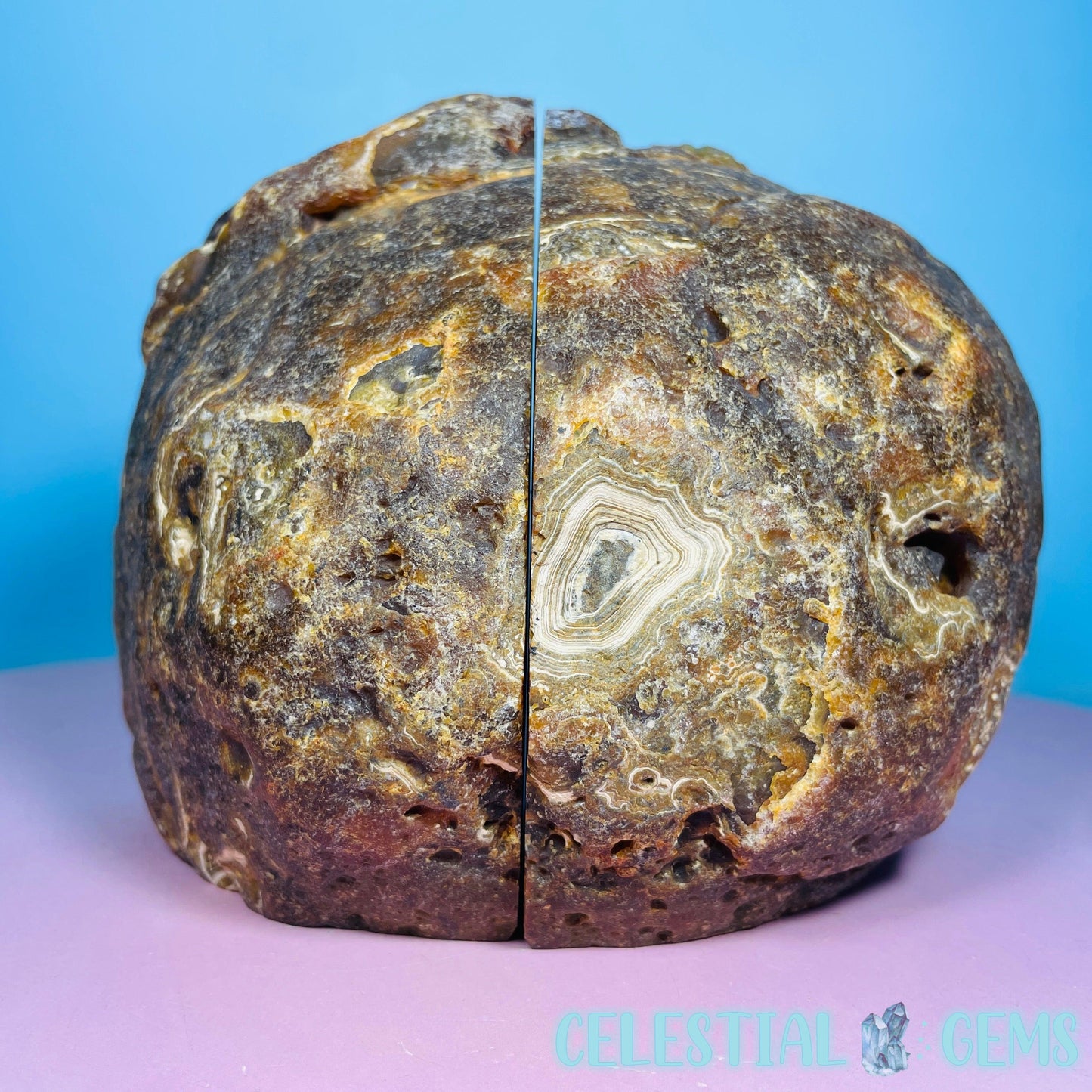 Natural Druzy Agate Large Pair of Bookends