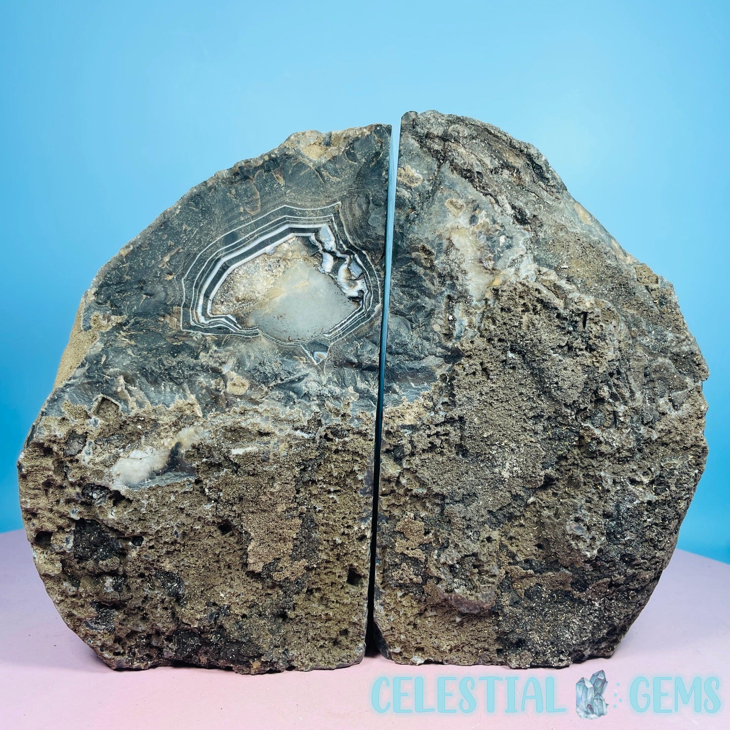 Black Agate Extra Large Pair of Bookends