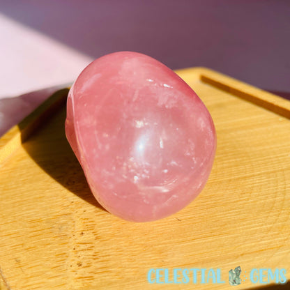 Rose Quartz Skull Small Carving With Star Flash