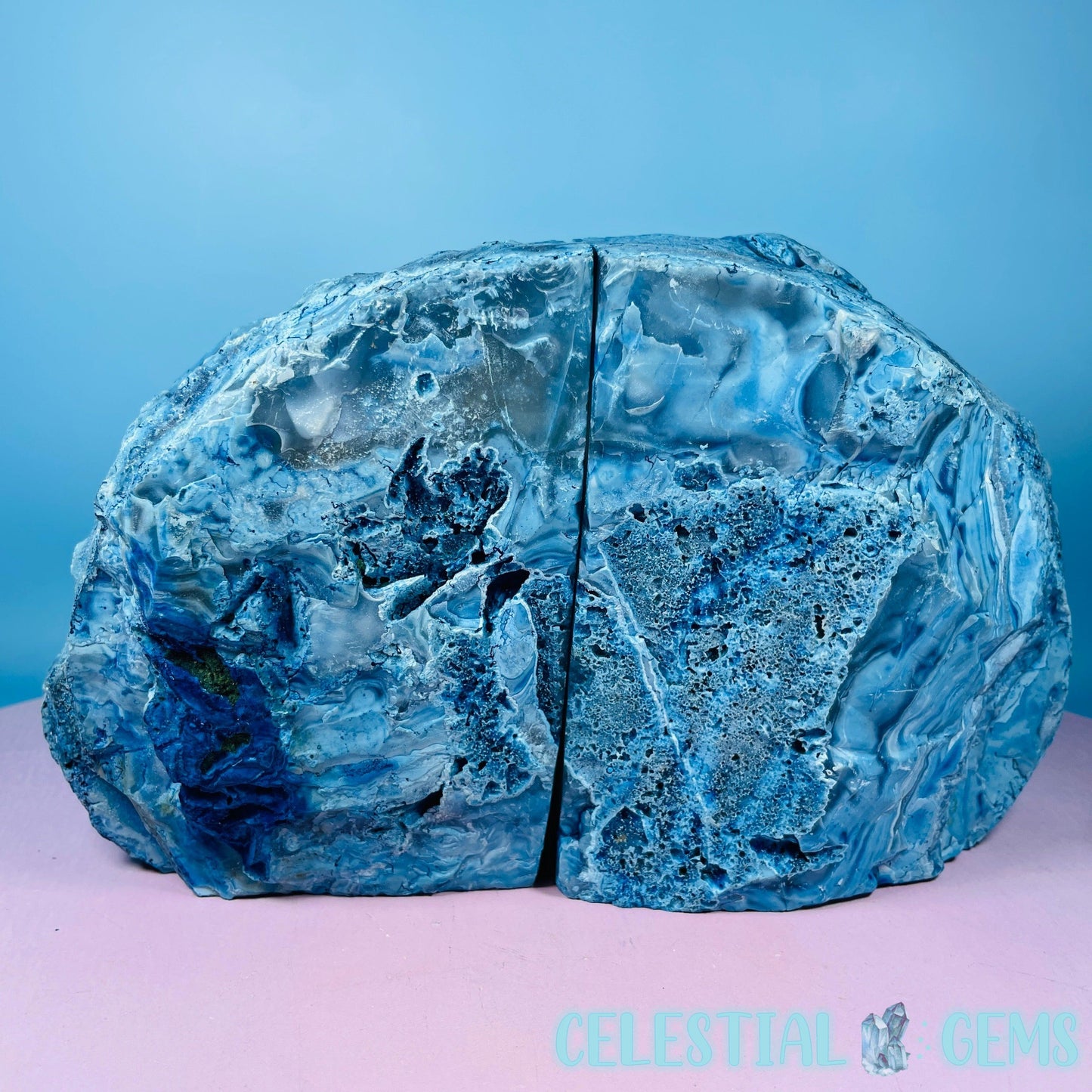 Blue Dyed Agate Large Pair of Bookends