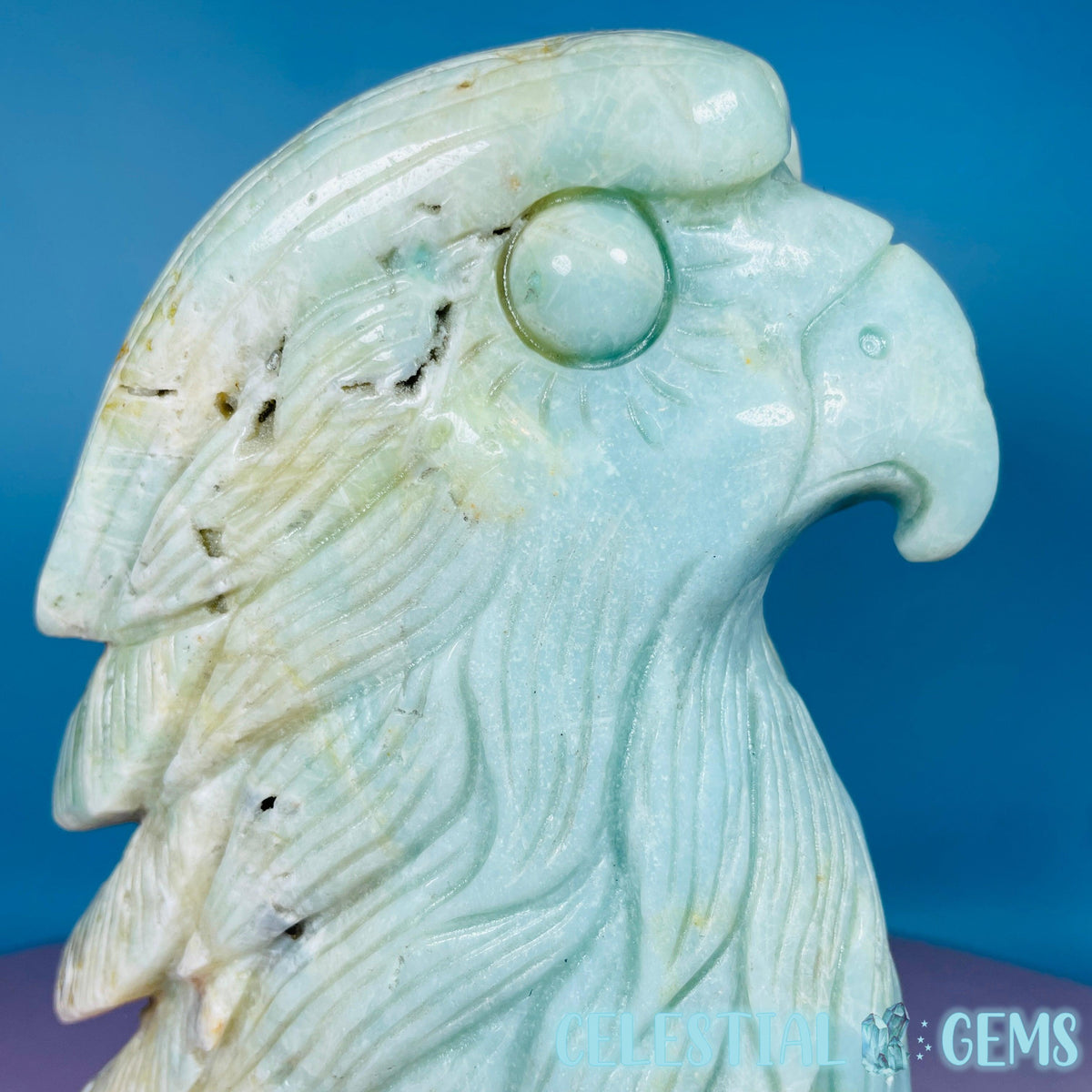 Caribbean Calcite Eagle Head Large Carving