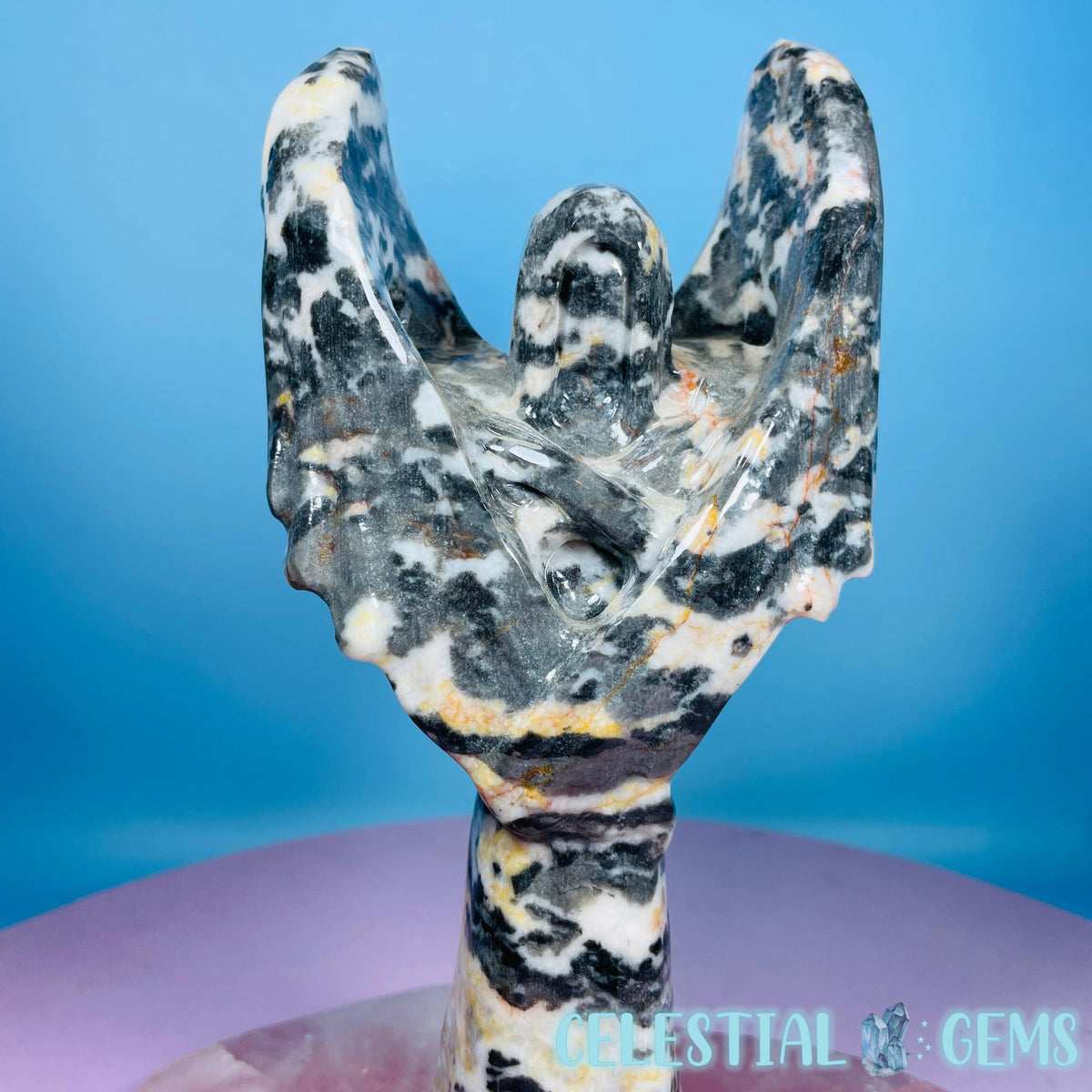 Orange Zebra Jasper 'Angel of Death' Large Carving
