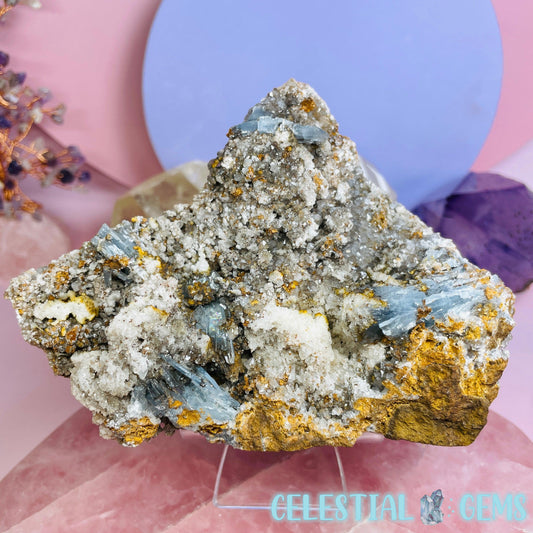 EXTREMELY RARE Blue Barite + Calcite Medium Cluster Specimen A