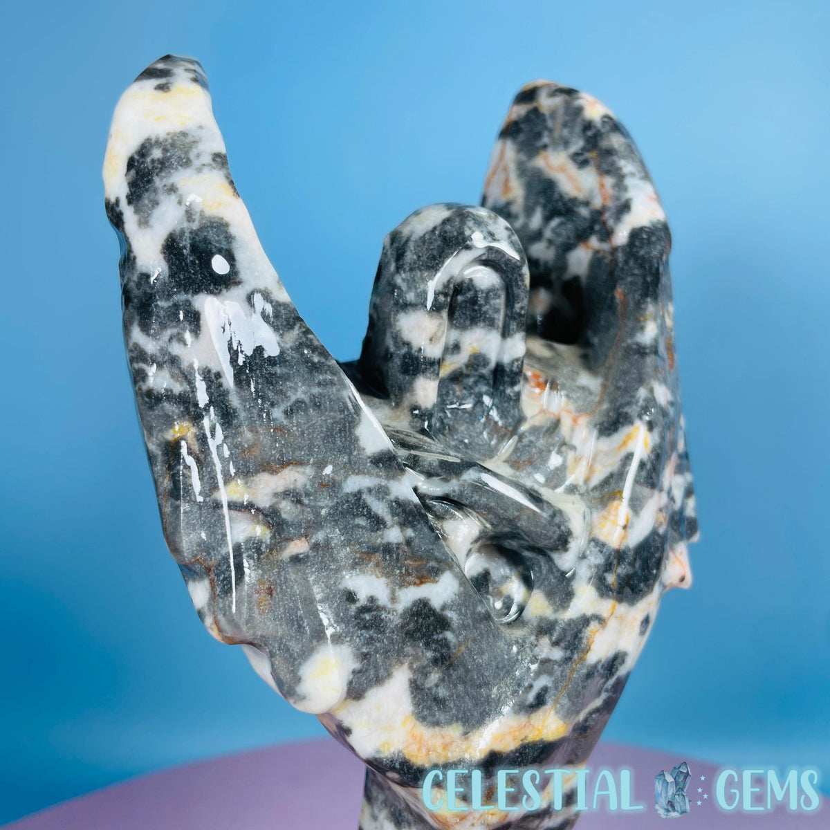 Orange Zebra Jasper 'Angel of Death' Large Carving
