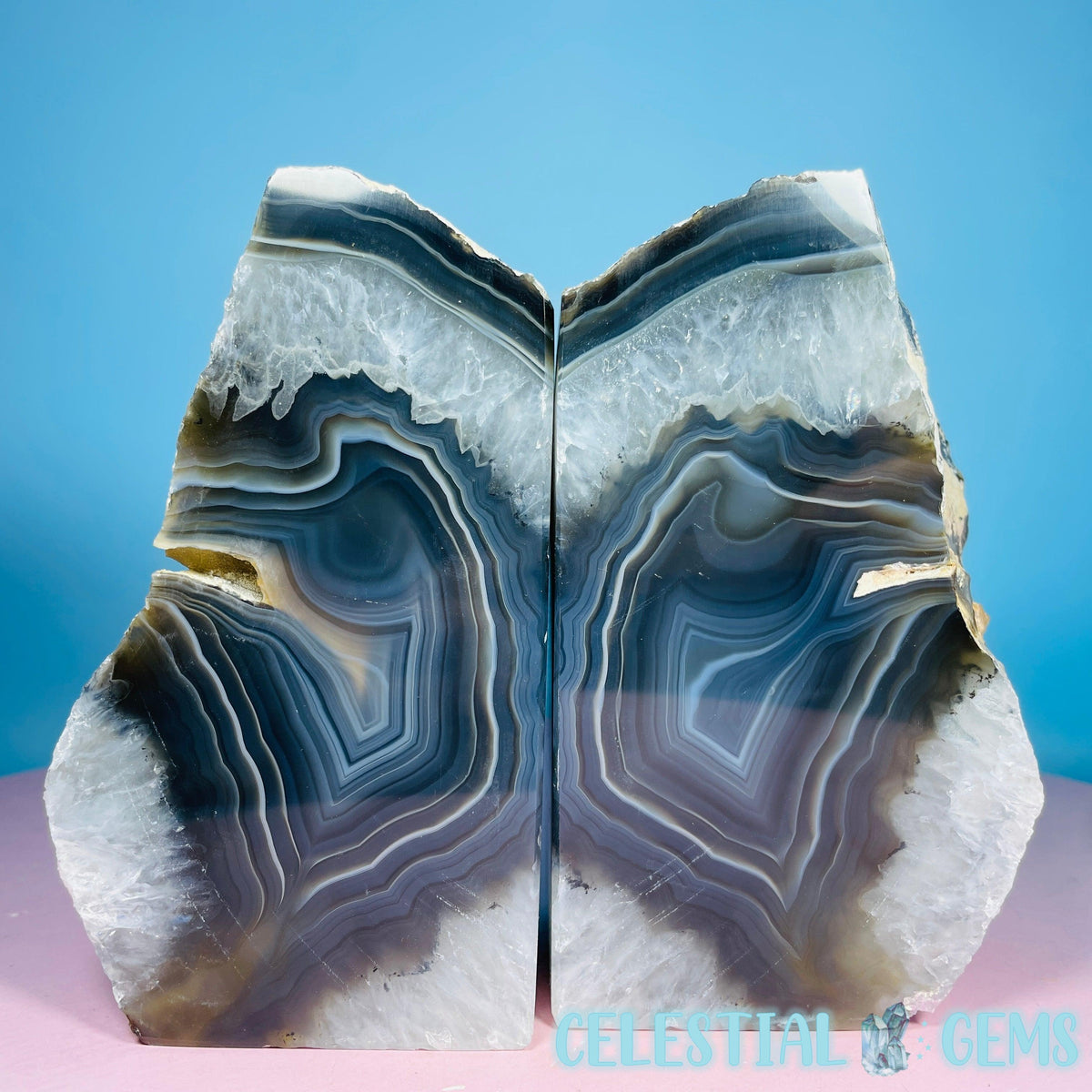 Natural Agate Large Pair of Bookends
