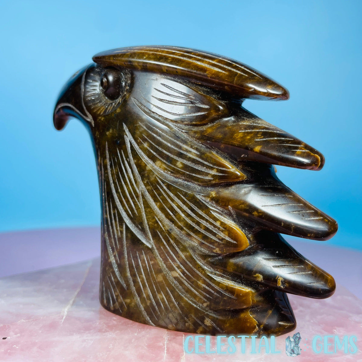 Tigers Eye Eagle Bird Medium Carving (Video)