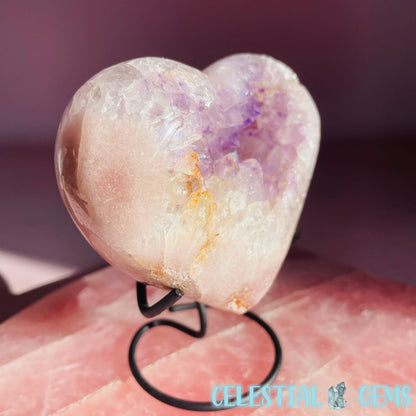 Druzy Purple + Pink Amethyst Heart Medium Carving on Stand A