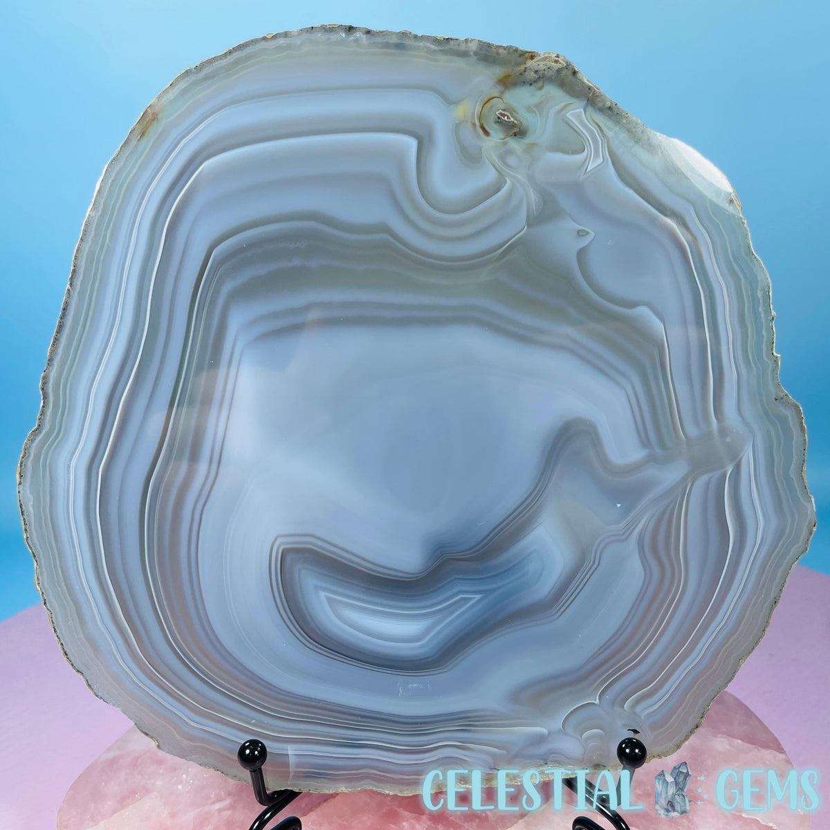Natural Grey Agate Large Polished Slice