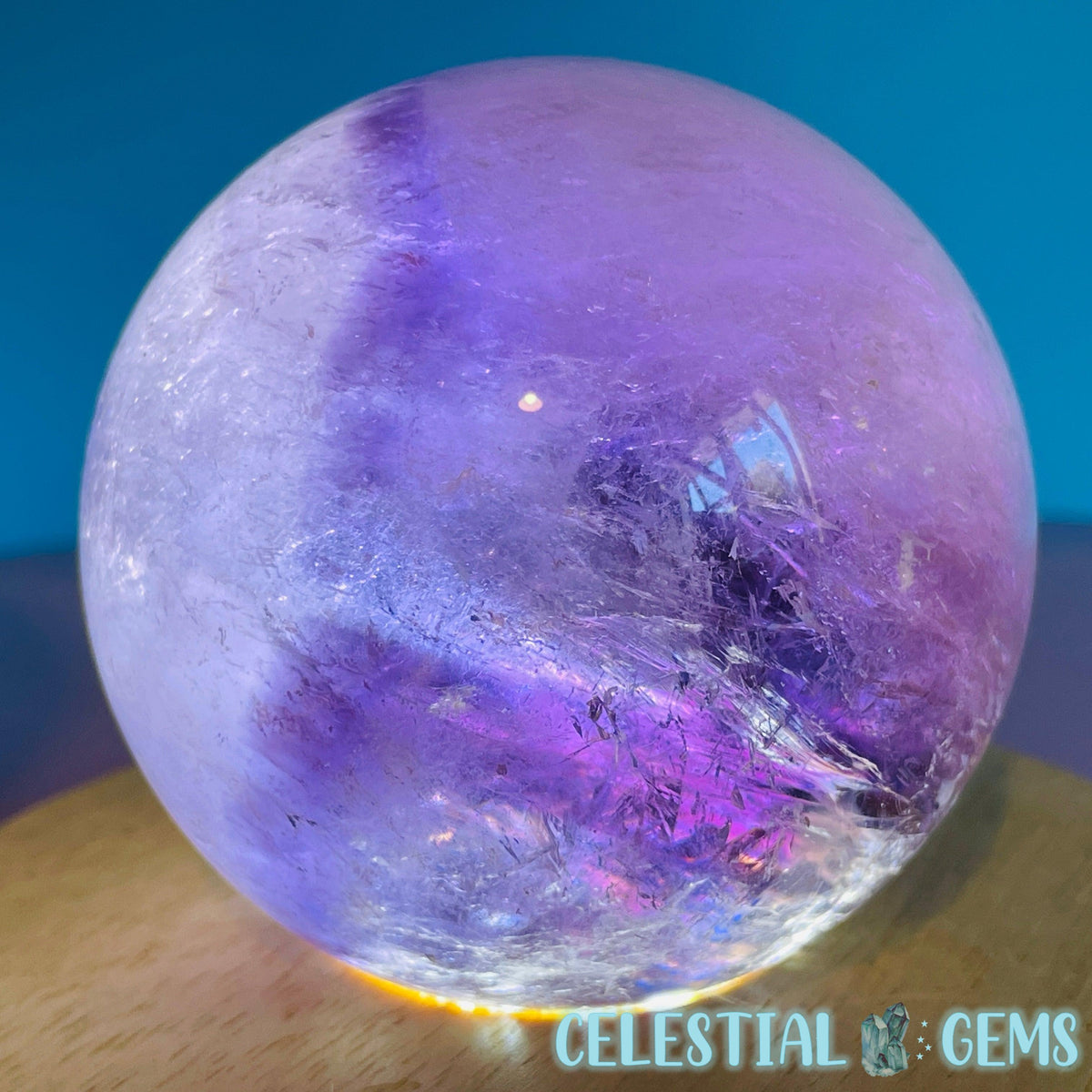 High Grade 'Trapiche' Phantom Amethyst Large Sphere (Video)