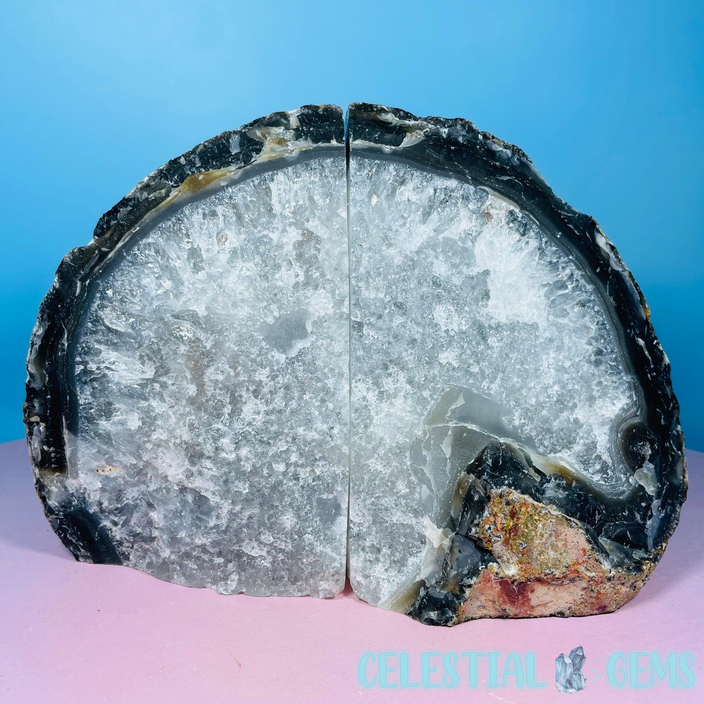 Natural Agate Large Pair of Bookends