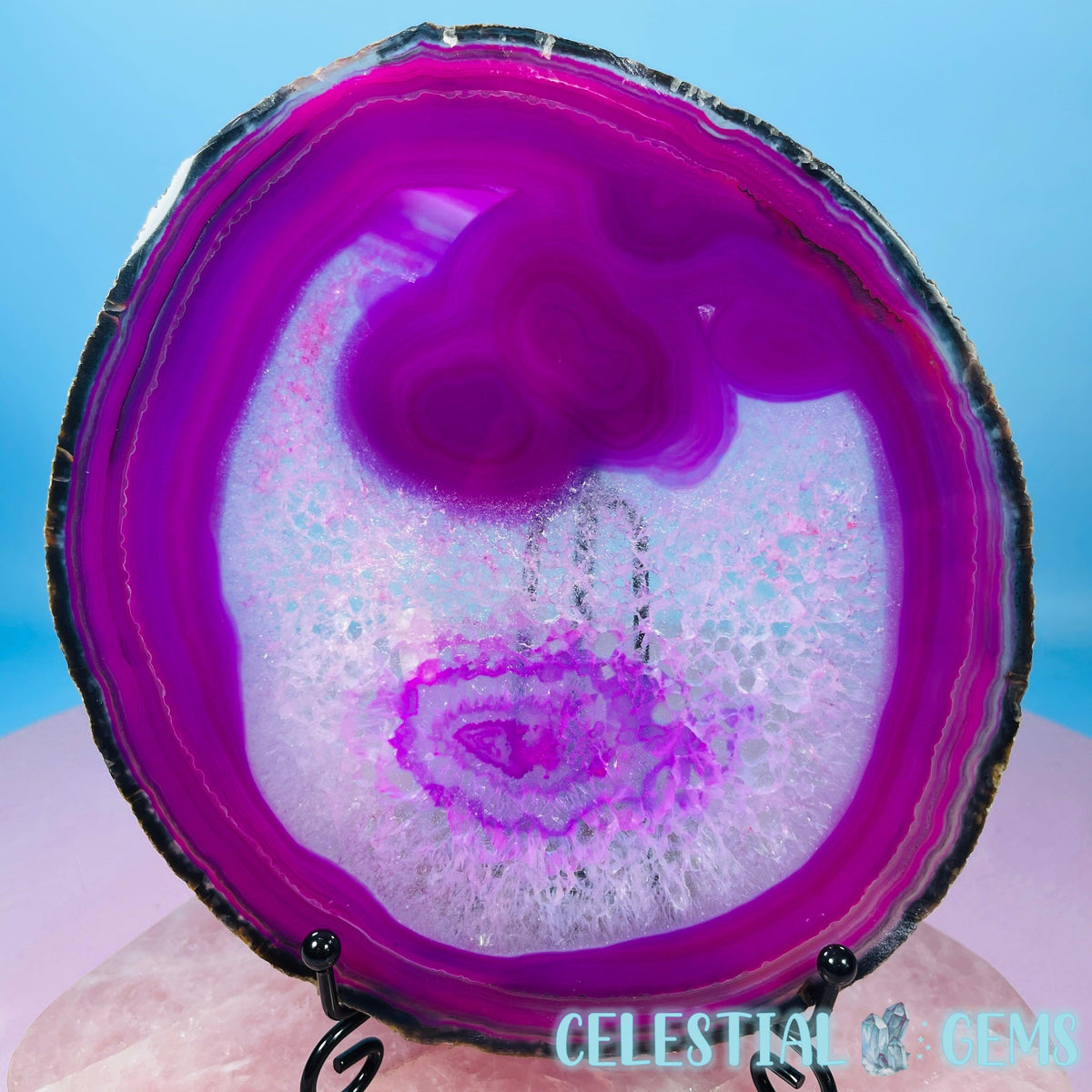 Pink Dyed Agate Large Polished Slice