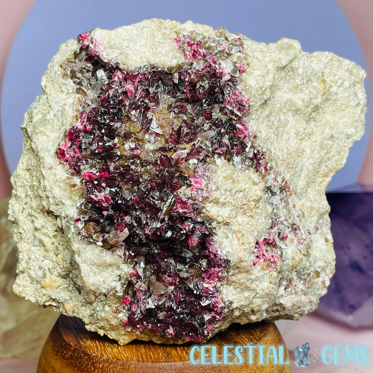 EXTREMELY RARE Bou Azzer Roselite + Calcite on Matrix Medium Specimen Z