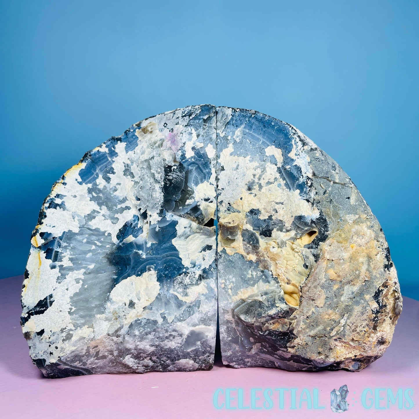 Natural Agate Large Pair of Bookends