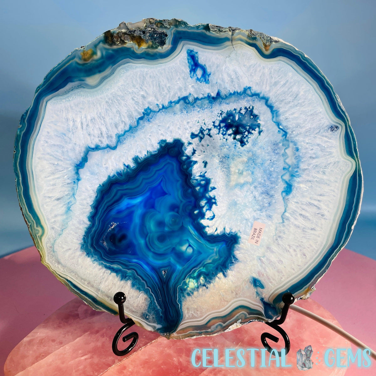 Blue Dyed Agate Large Polished Slice