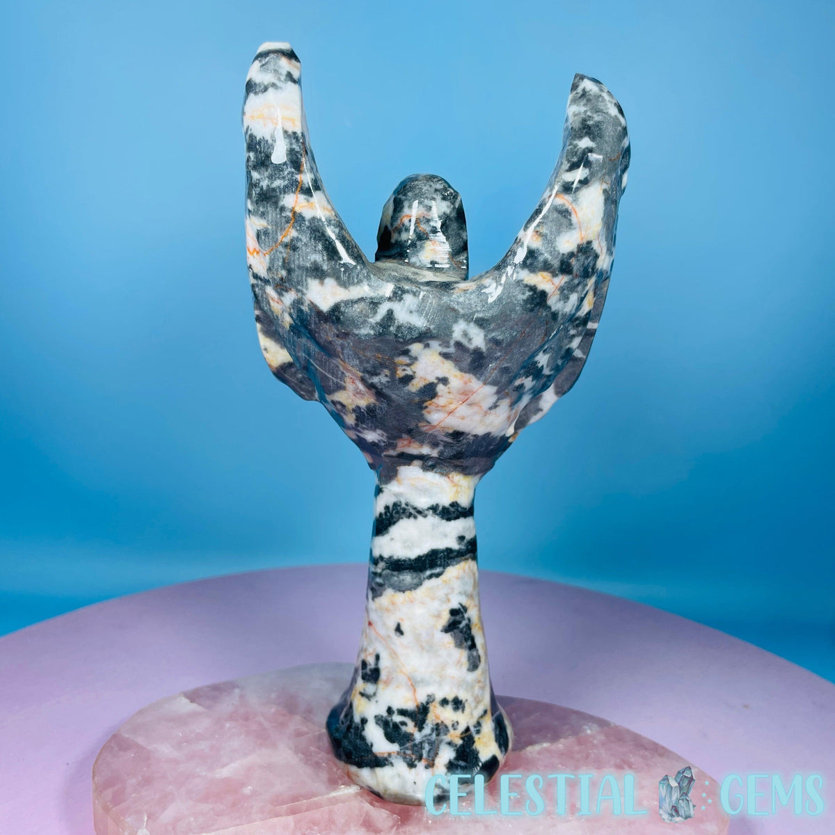 Orange Zebra Jasper 'Angel of Death' Large Carving