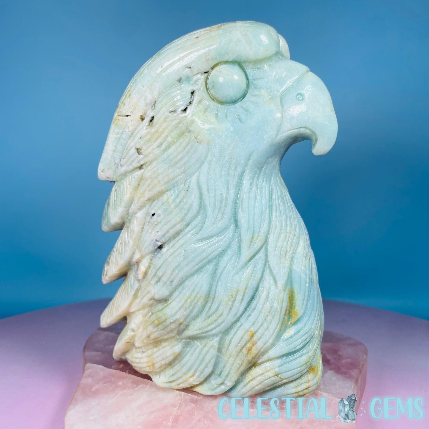 Caribbean Calcite Eagle Head Large Carving