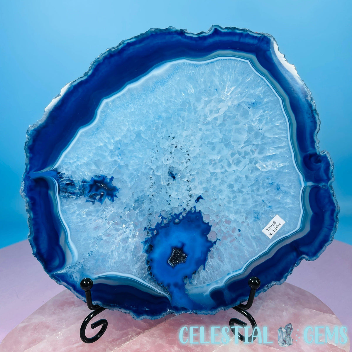 Blue Dyed Agate Large Polished Slice