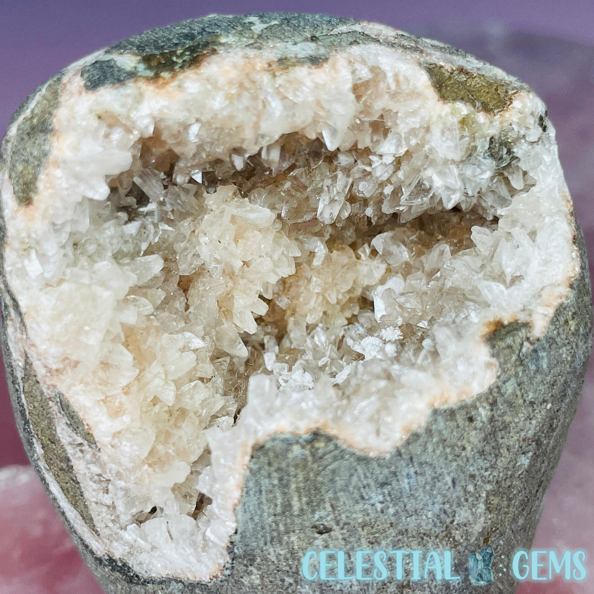 Mixed Zeolite Druzy Geode Small Standing Freeform