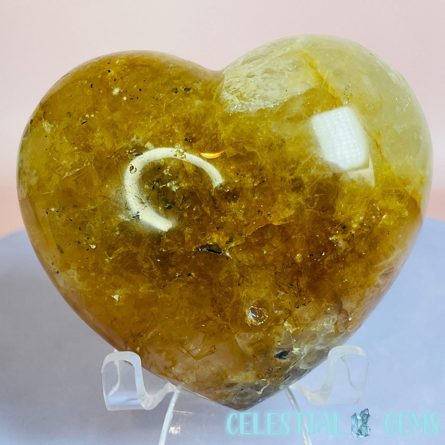 Golden Healer Quartz Heart Medium Carving
