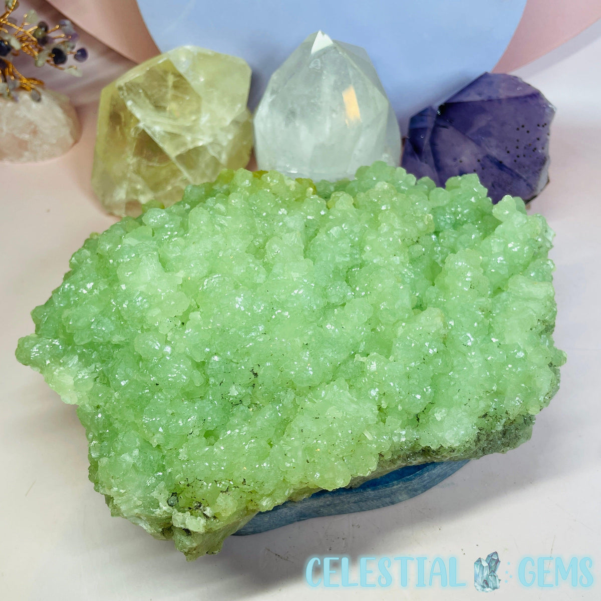 Crystalline Prehnite Large Standing Cluster