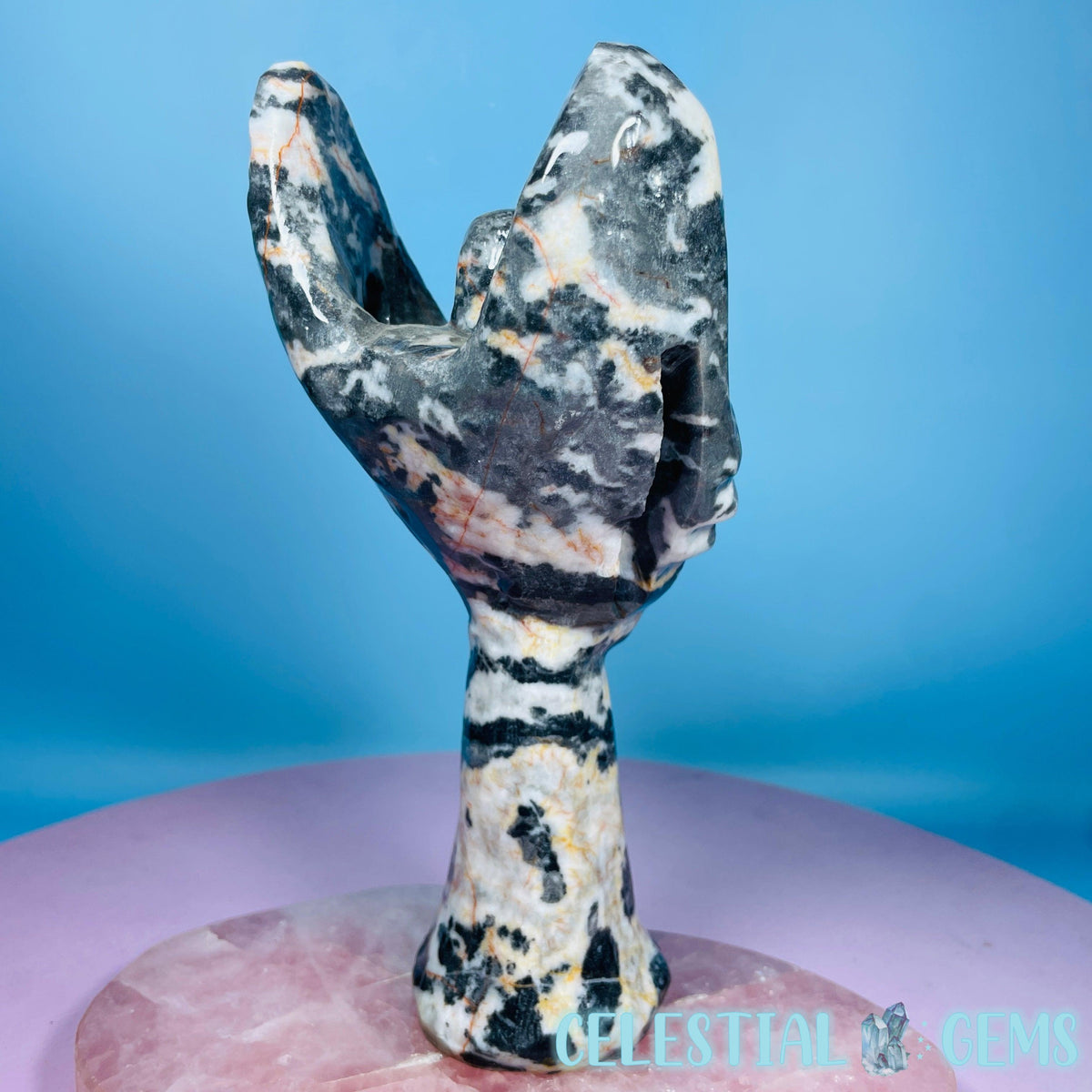 Orange Zebra Jasper 'Angel of Death' Large Carving