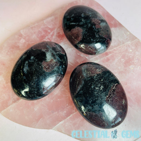 Garnet in Black Astrophyllite Palmstone
