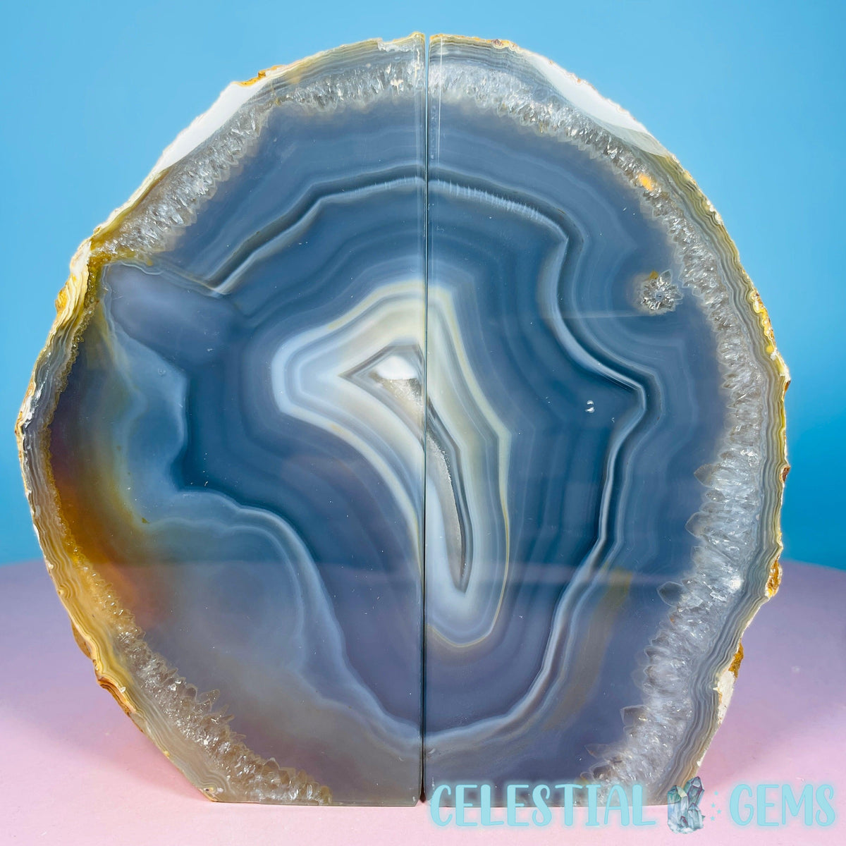 Natural Agate Medium Pair of Bookends
