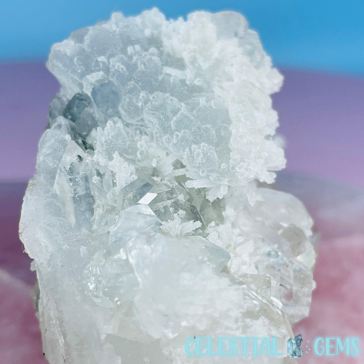 A Grade Diamond Apophyllite + White Chalcedony Small Cluster