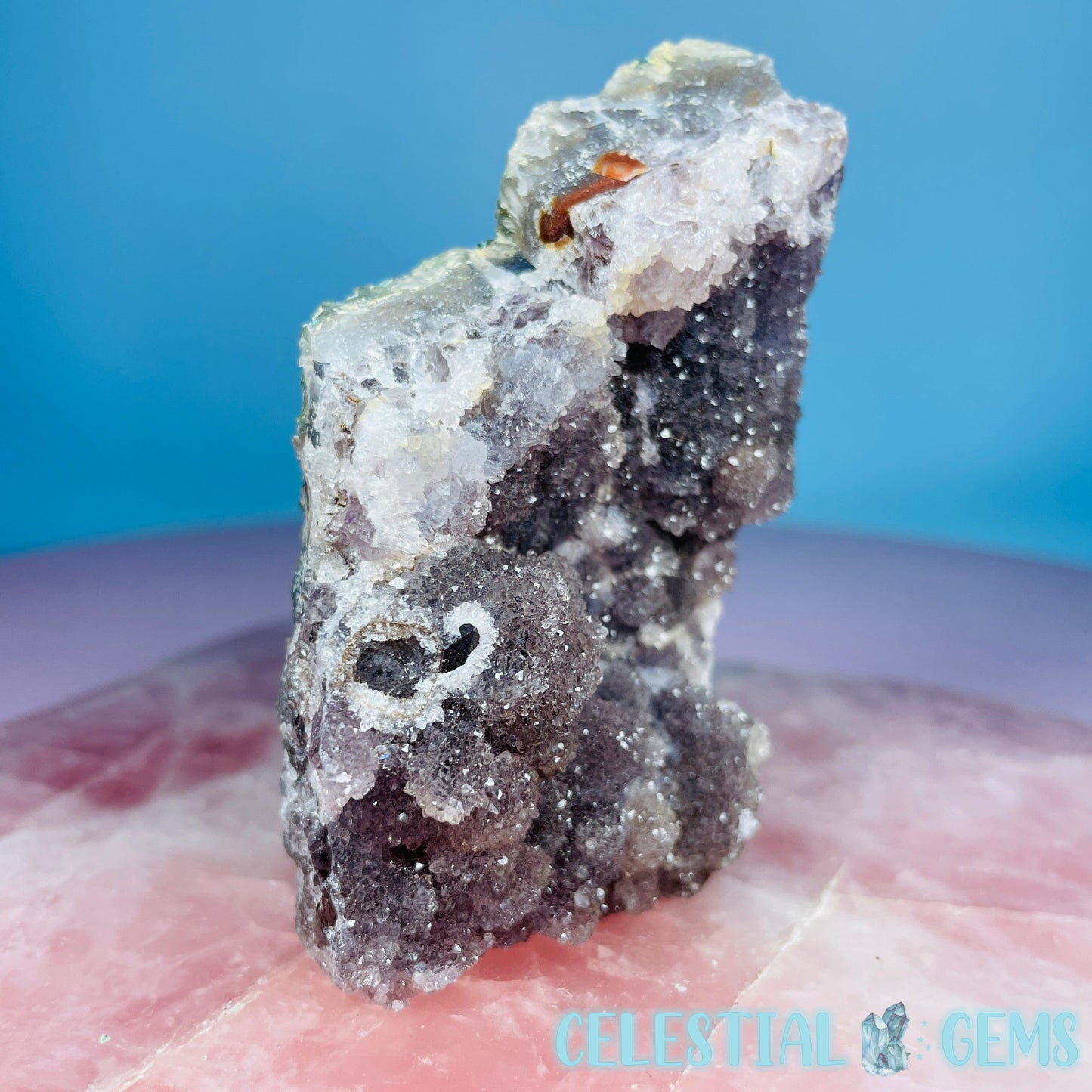 Sugar Amethyst with Chalcedony Small Cluster (Video)