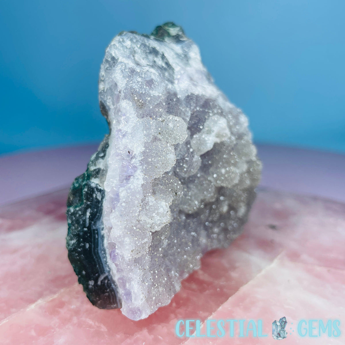 Sugar Amethyst with Chalcedony Small Cluster (Video)