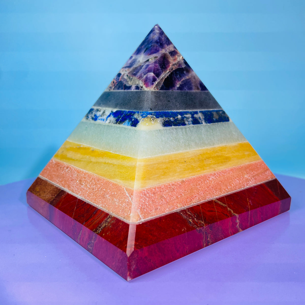7 Chakra Crystal Large Pyramid 1.6kg