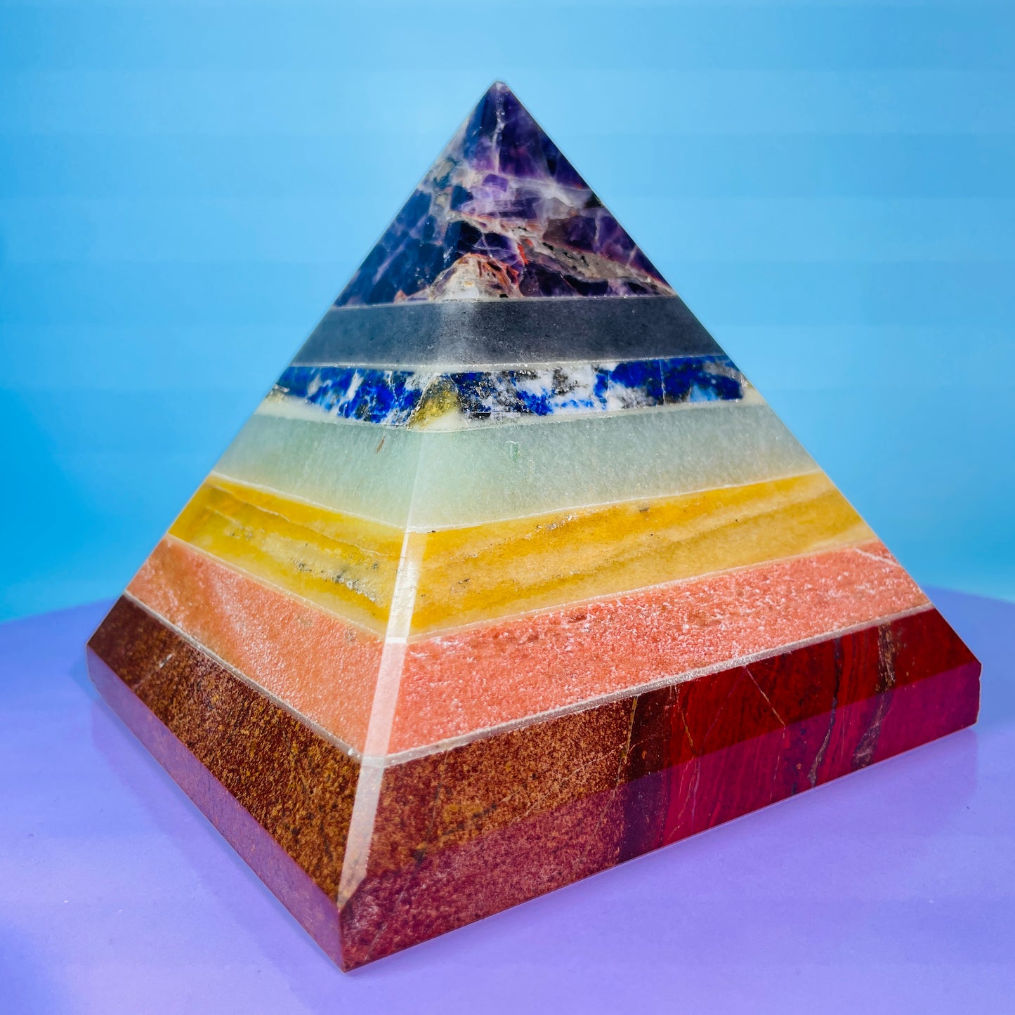7 Chakra Crystal Large Pyramid 1.6kg