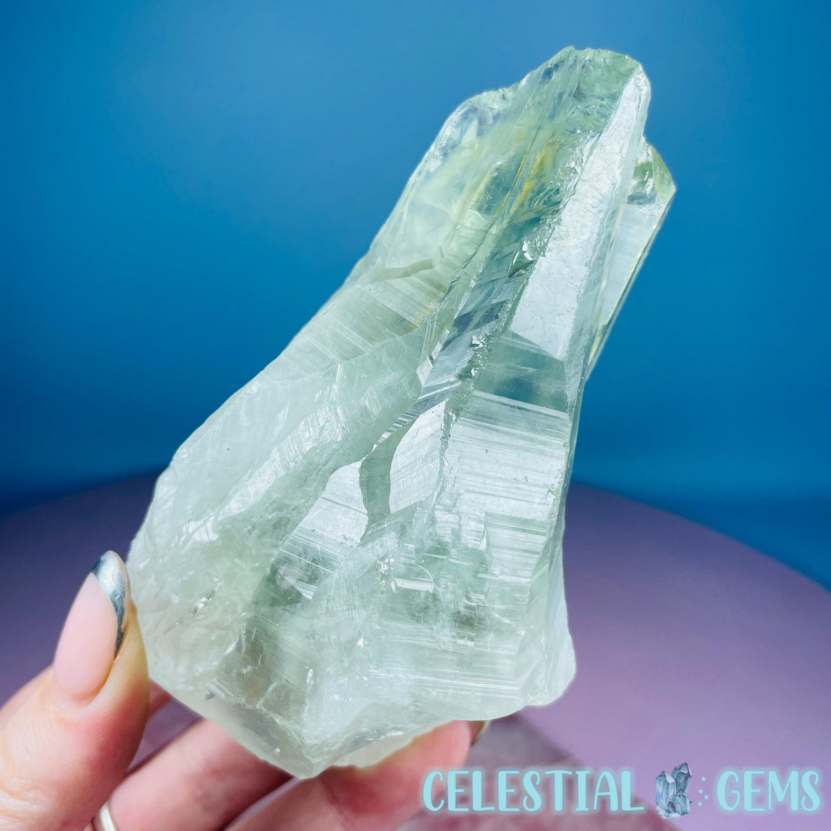 Prasiolite (Green Quartz) Raw Large Point Specimen