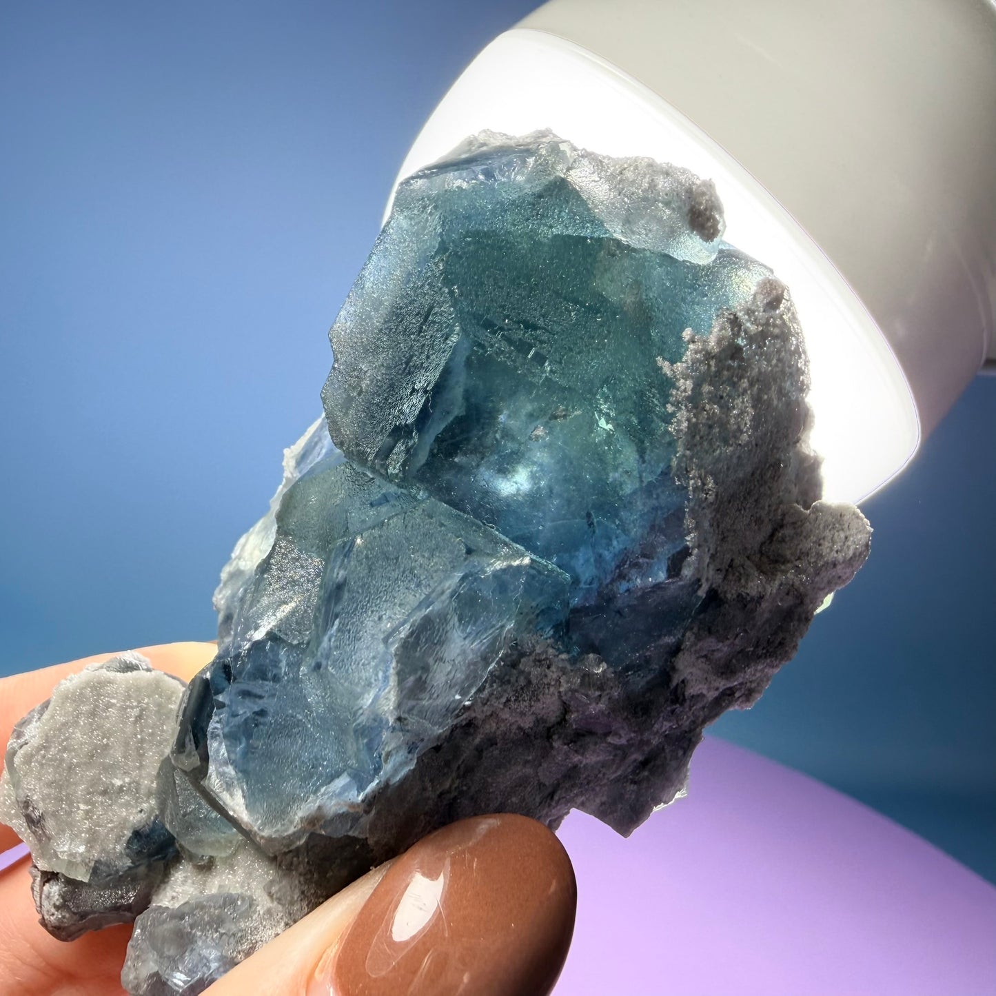 Octahedral Blue-Green Fluorite + Black Chalcedony Cluster Specimen, Fujian, China