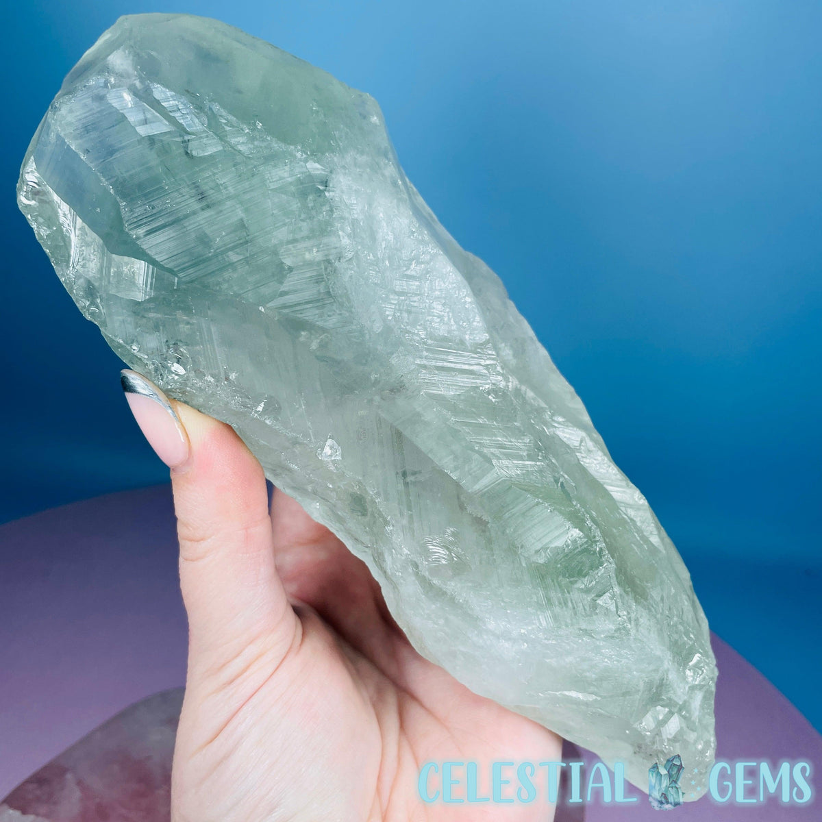 Prasiolite (Green Quartz) Raw XL Point Specimen