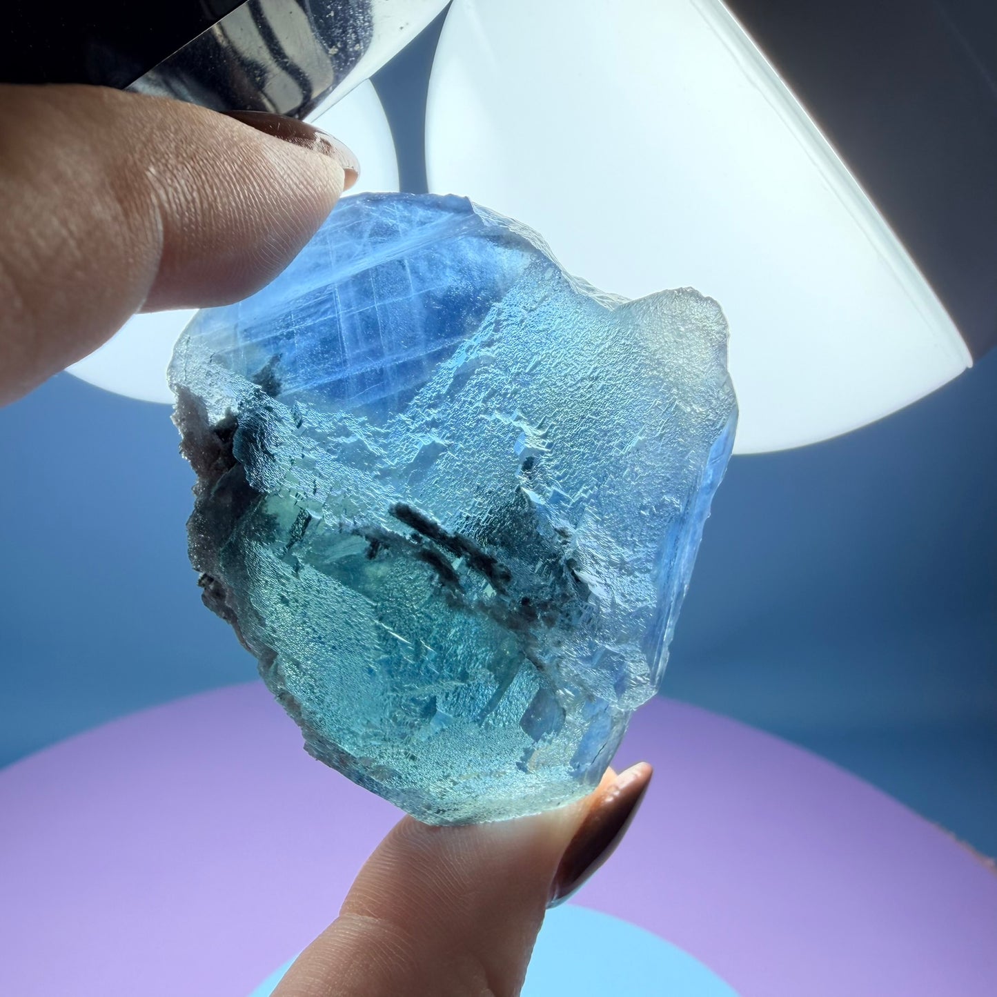 Octahedral Blue-Green Fluorite + Black Chalcedony Crystal Specimen, Fujian, China
