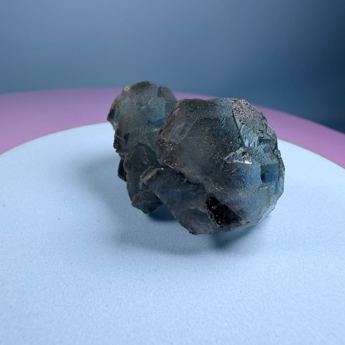 Octahedral Blue-Green Fluorite + Black Chalcedony Cluster Specimen, Fujian, China