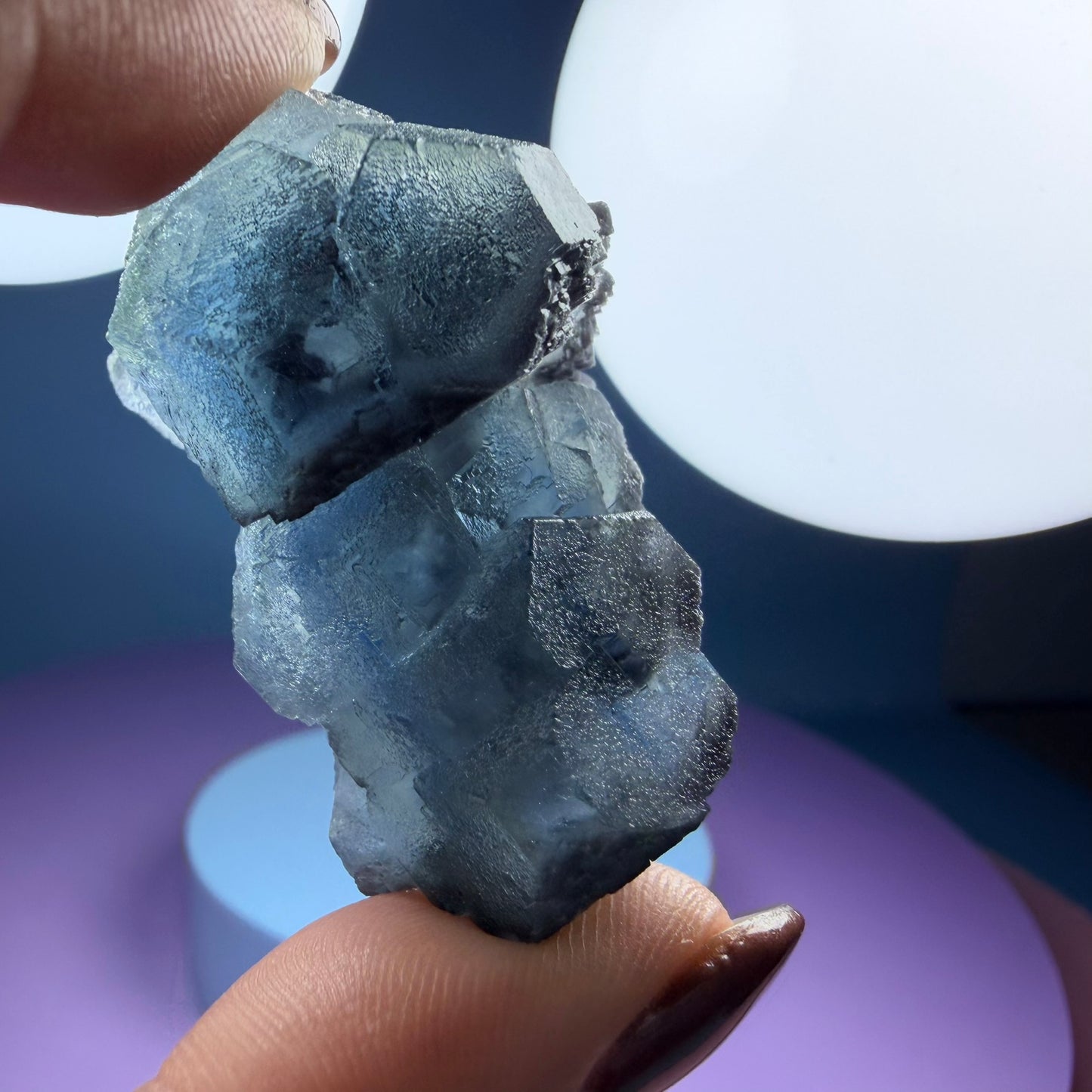 Octahedral Blue-Green Fluorite + Black Chalcedony Cluster Specimen, Fujian, China