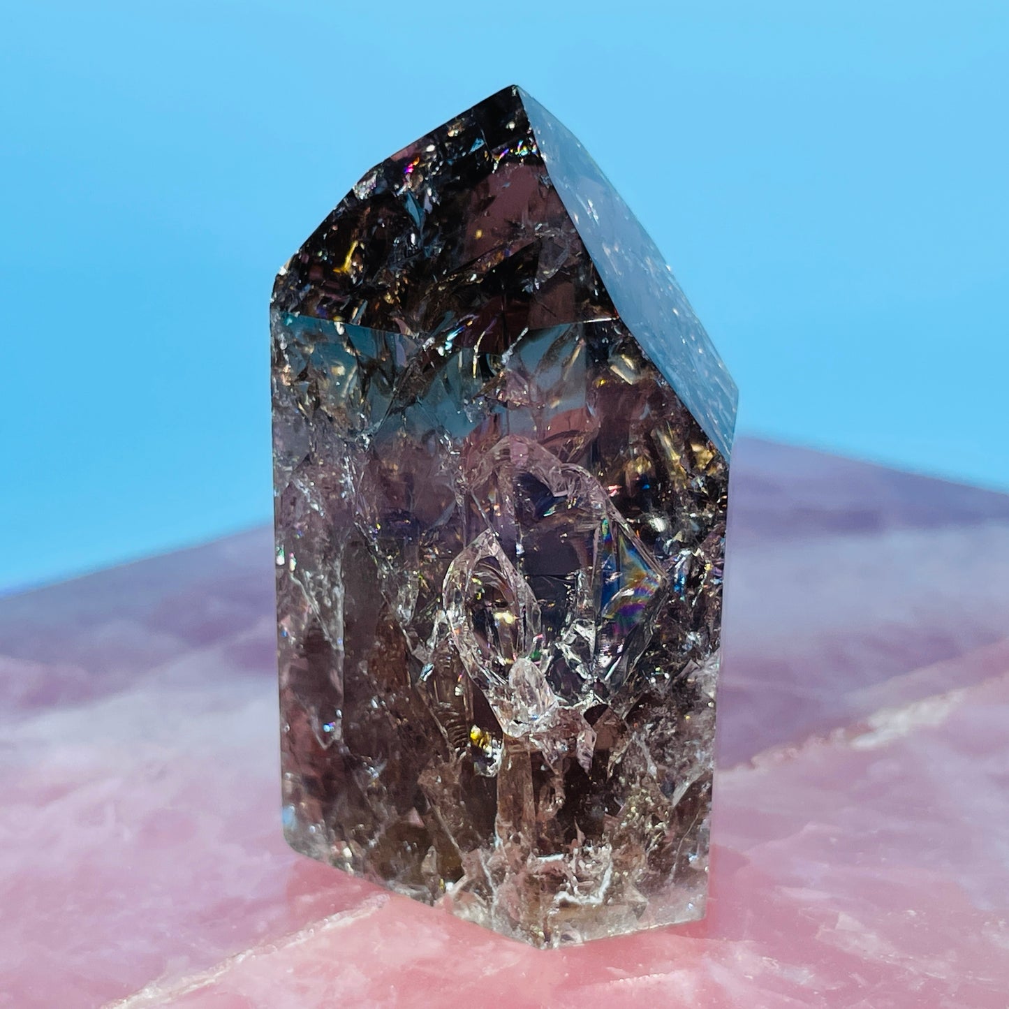 Smoky Crackle Quartz Small Tower