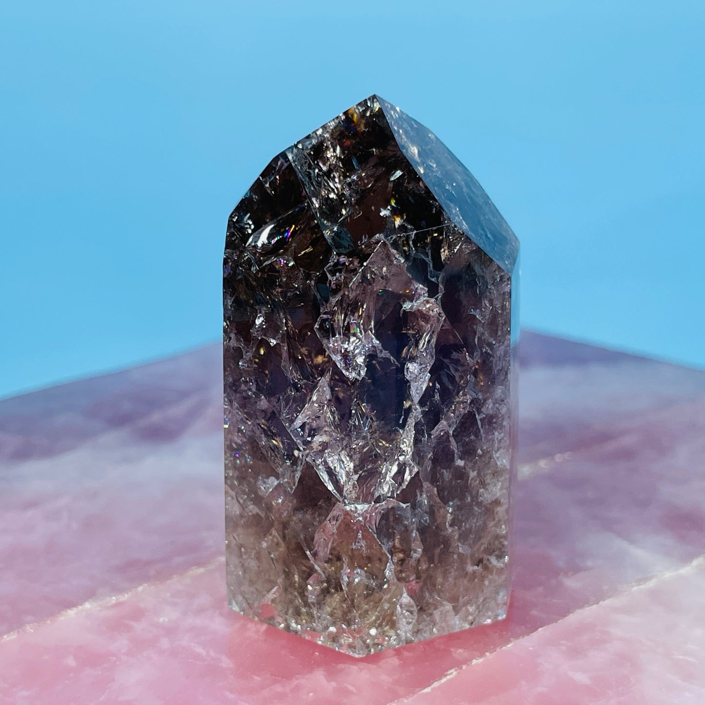 Smoky Crackle Quartz Small Tower
