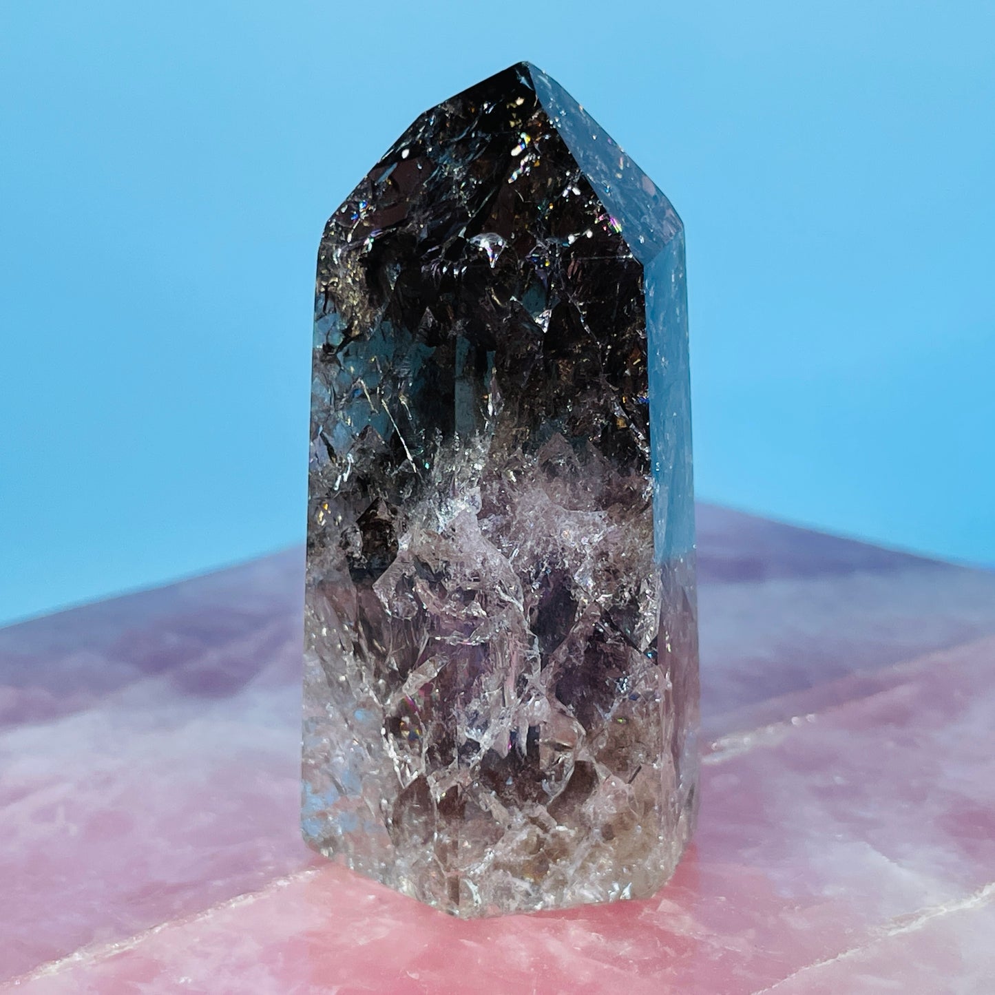 Smoky Crackle Quartz Small Tower