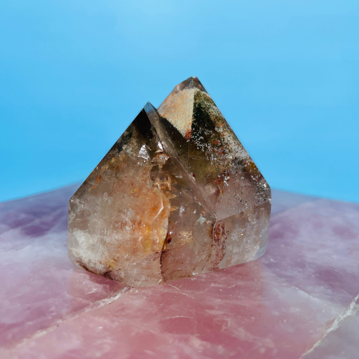Amphibole Quartz Chunky Small Twin Tower