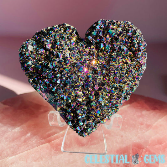 Rainbow Titanium Aura Quartz Heart Medium Cluster